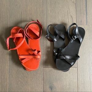 Two pairs of Madewell Size 9 Sandels Black & Red